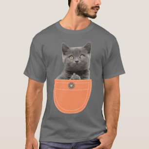 Katt i Pocket Ge Finger T Shirt