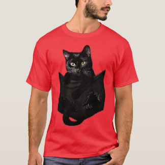 Katt i Pocket svart katt inuti fickan T Shirt