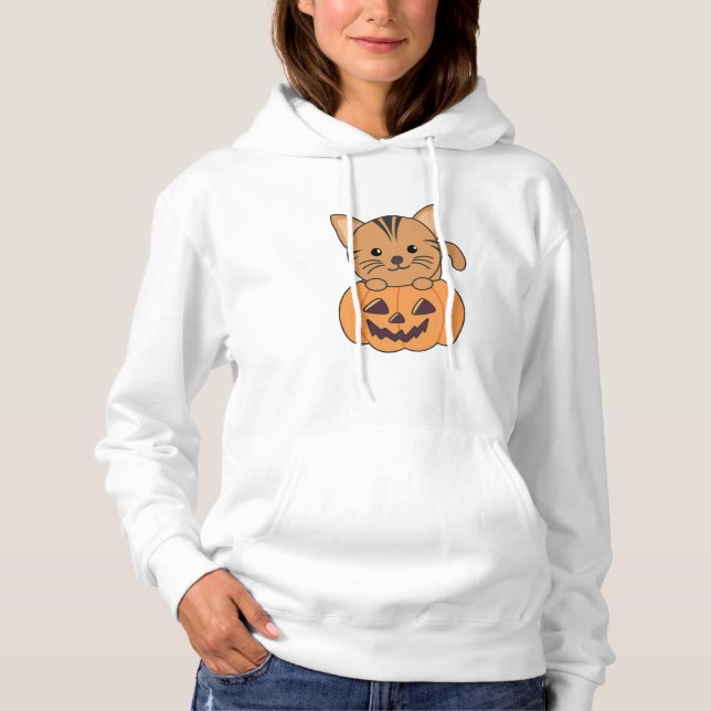 Katt i pumpkin Cats Halloween T Shirt (Framsida)