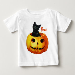 Katt i Pumpkin Halloween Baby Shirt T