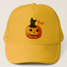 Katt i Pumpkin Halloween Hat Keps