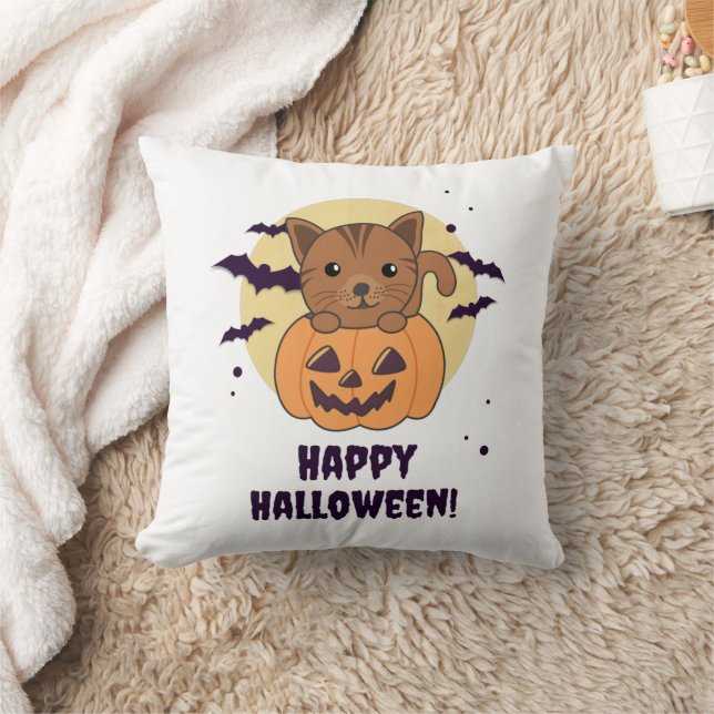 Katt i Pumpkin Sweet Cats Happy halloween Kudde (Filt)