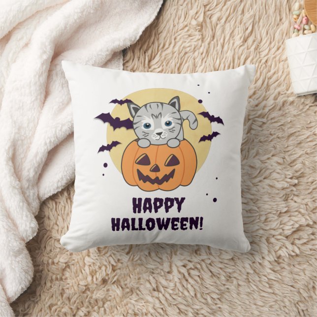 Katt i Pumpkin Sweet Cats Happy halloween Kudde (Filt)