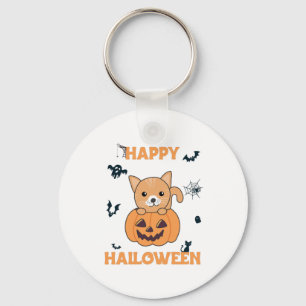 Katt i Pumpkin Sweet Cats Happy halloween Nyckelring