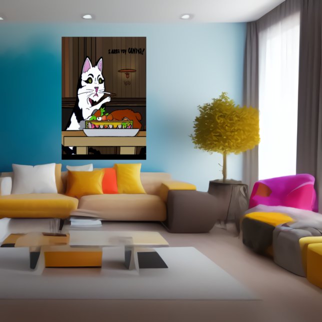 Katt i restaurangen | AI Art Poster (Skapare uppladdad)