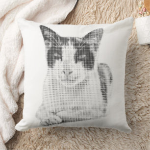 Katt i Retro Halftone-stil Kudde