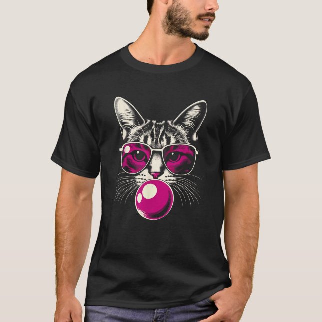 Katt i Rosa Glass Rosa Bubble Manar Women Kids Rol T Shirt (Framsida)