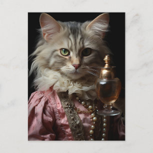 Katt i rosa och pärlor vykort