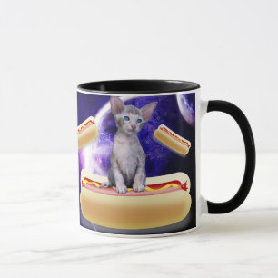 KATT I RYMDE MED VARMA KORVAR rolig KAFFEKOPP