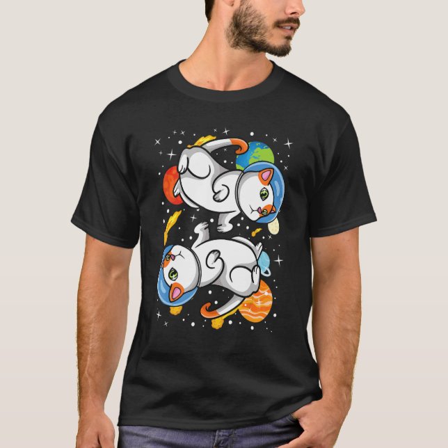 Katt i Rymden astronaut för katt T Shirt (Framsida)