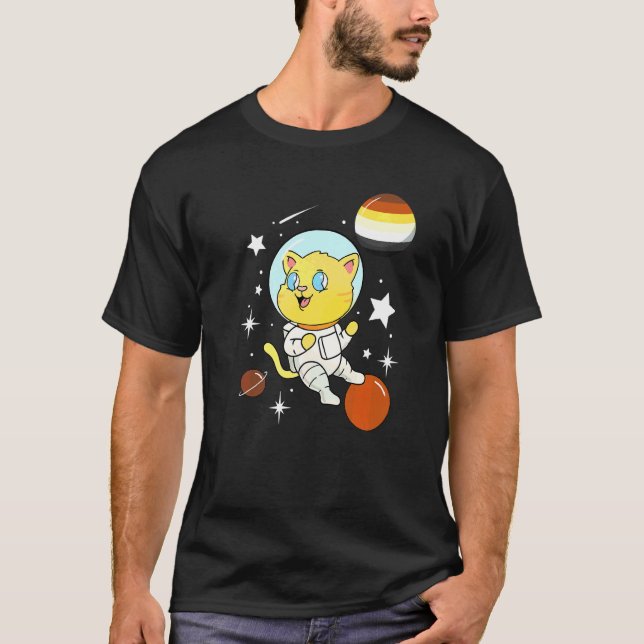 Katt I Rymden Gay Björn Pride T Shirt (Framsida)