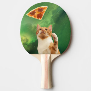 Katt i rymden pizza pepperoni rolig söt nebulosa pingisracket