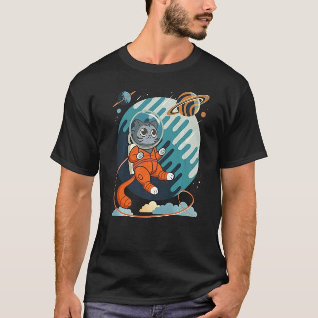 Katt i rymden Rymdkatt Nördigt  2 T Shirt (Framsida)