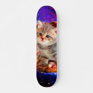 Katt i rymdspizza mini skateboard bräda 18,5 cm