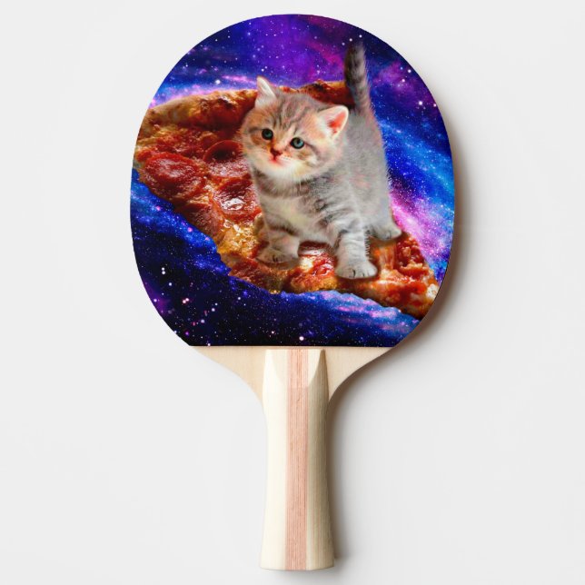 Katt i rymdspizza pingisracket (Framsidan)