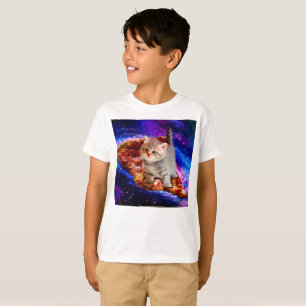 Katt i rymdspizza t shirt