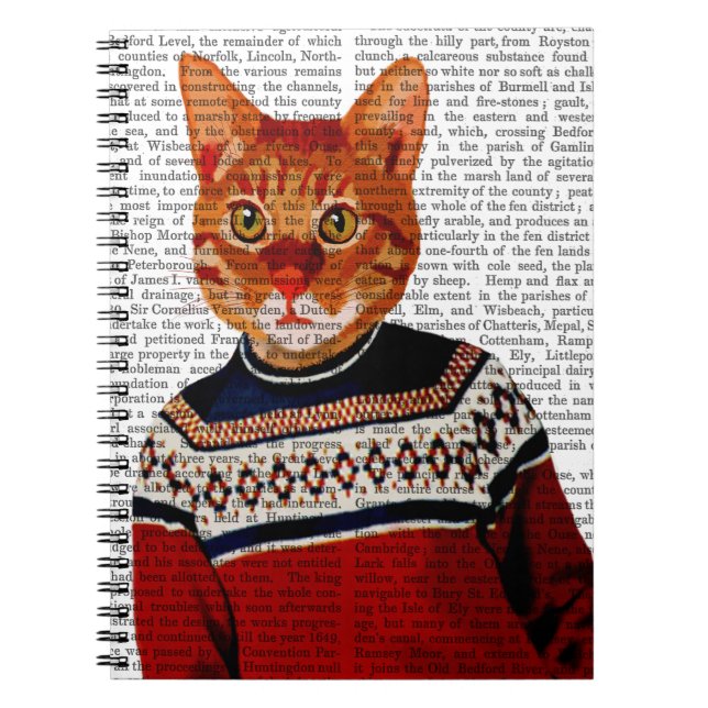 Katt i Ski Sweater 2 Anteckningsbok Med Spiral (Framsidan)