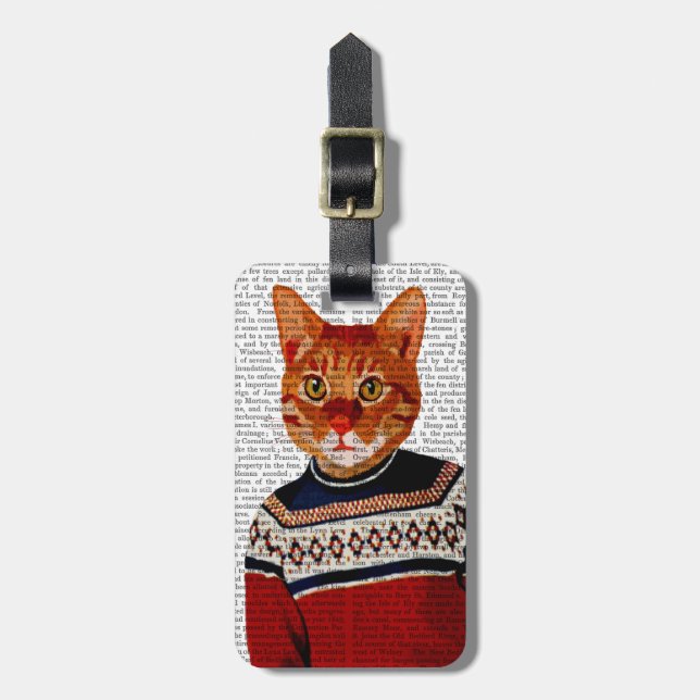 Katt i Ski Sweater 2 Bagagebricka (Vertikal Framsida)