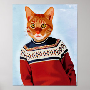 Katt i Ski Sweater Poster