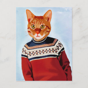 Katt i Ski Sweater Vykort