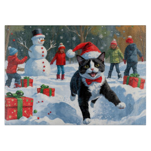 Katt i Smoking Springar i Snö med Julhatt