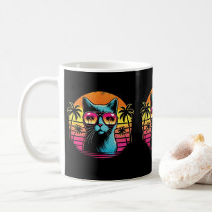 Katt i solglasögon, coolor och husdjursägare kaffemugg
