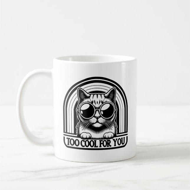 Katt i solglasögon Unisex Tee, för Coola för Rolig Kaffemugg (Vänster)