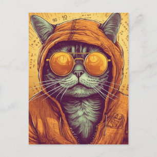 Katt i solglasögon vykort