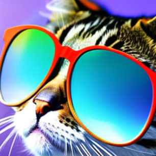 Katt i Sunglass Head Ansikte T-Shirt