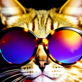 Katt i Sunglass Head Ansikte T-Shirt