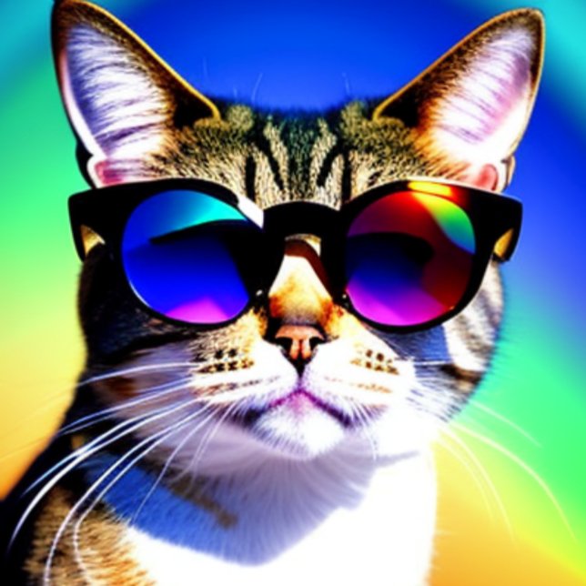 Katt i Sunglass Head Ansikte T-Shirt (Skapare uppladdad)