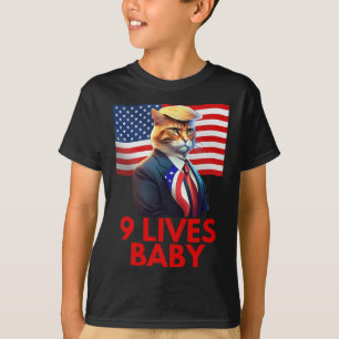 Katt i svit med trumma, amerikanska Flagga Nine Li T Shirt