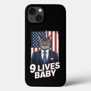 Katt i svit med Trump-hår Amerikansk flagga 9 liv