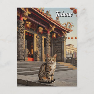 Katt i Taiwan - Tainan Temple Travel Vykort
