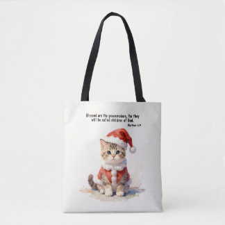 Katt i tomteutstyrsel jul tygkasse