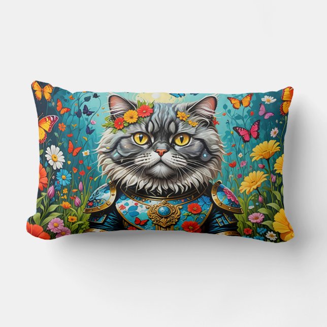 Katt i trädgården för öronbelysning 2 lumbarkudde (Framsida)