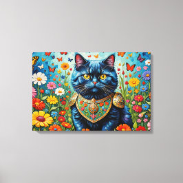 Katt i trädgården för öronbelysning 3 canvastryck