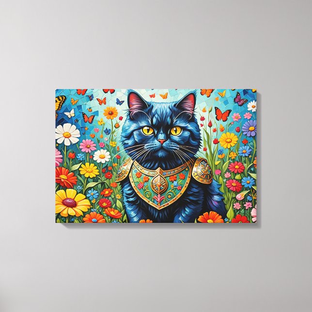 Katt i trädgården för öronbelysning 3 canvastryck (Framsida)