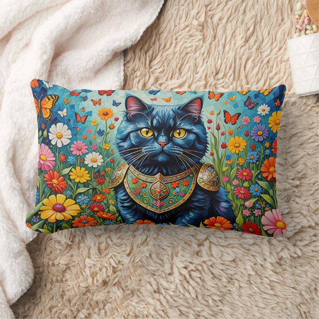 Katt i trädgården för öronbelysning 3 lumbarkudde (Filt)