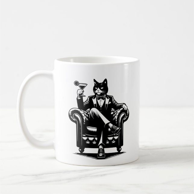 Katt i Tux Sitta Leather Ordförande Martini Kaffemugg (Vänster)
