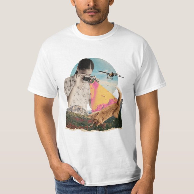 Katt i typfotografikollage t shirt (Framsida)