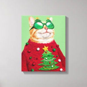 Katt i uggla canvastryck