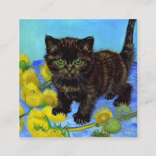 Katt i Van Gogh-stil med solrosor Tilläggskort