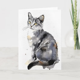 Katt i vattenfärger kort