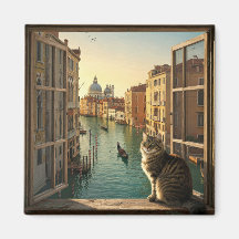 Katt i Venedig Italien Travel Souvenir Painting