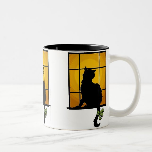 Katt i Window-Anpassadet Halloween Mugg (Höger)