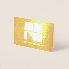Katt i Windows-Eleganten Unik "A Note from"-mappad Folierat Kort
