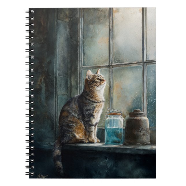 Katt i Windows Light Notebook Anteckningsbok (Framsidan)