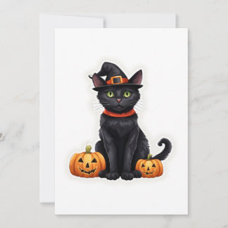 Katt i Witch Costume Julkort
