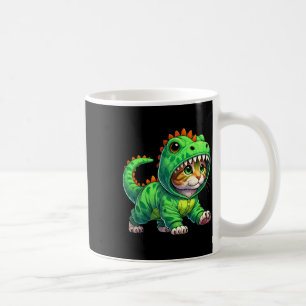 Katt iklädd dinosauriekostym Halloween cosplay T-r Kaffemugg
